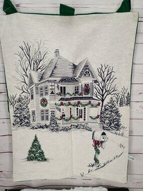 Christmas Victorian House Tapestry Wall Hanging By Riverdale With Green Backing